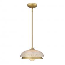 0309-M1L BCB-RPG - Crawford Mini Pendant in Brushed Champagne Bronze with Retro Prism Glass Shade
